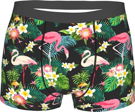 Hawaii Tropical Flowers Flamingo Mens Underwear Sexy Boxer Shorts Loose