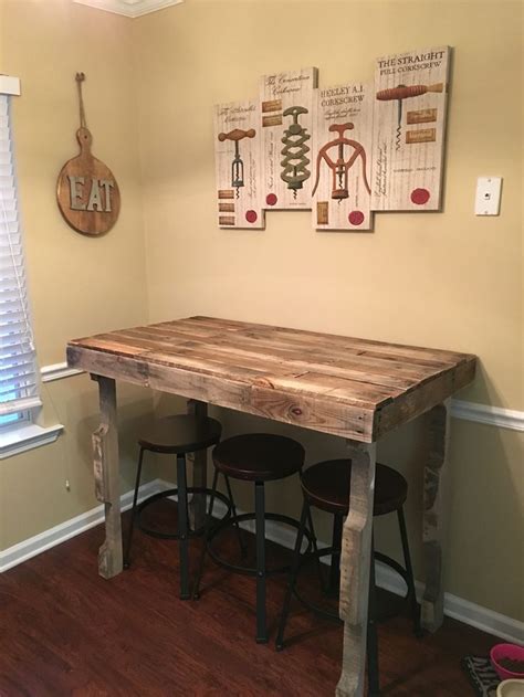 Kitchen Bar Height Table For The Rustic Farmhouse Style Handmade From Pallets Kitchen Bar