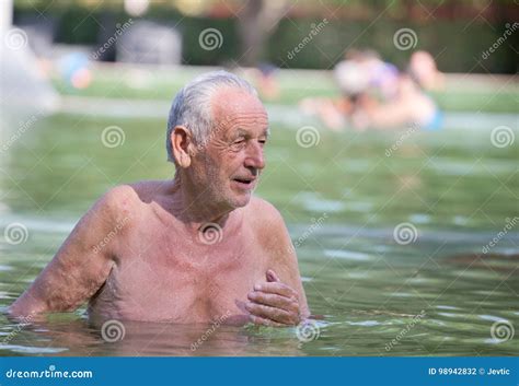 Old Man Resting In Pool Stock Photo Image Of Care Senior 98942832