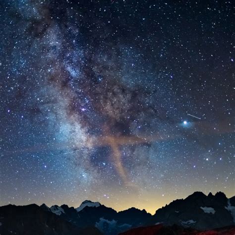 The Milky Way Arch Starry Sky On The Alps Massif Des Ecrins Briancon