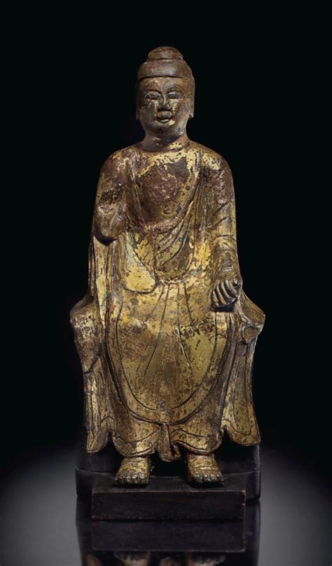 A Small Gilt Bronze Figure Of The Seated Maitreya Buddha Northern Qi