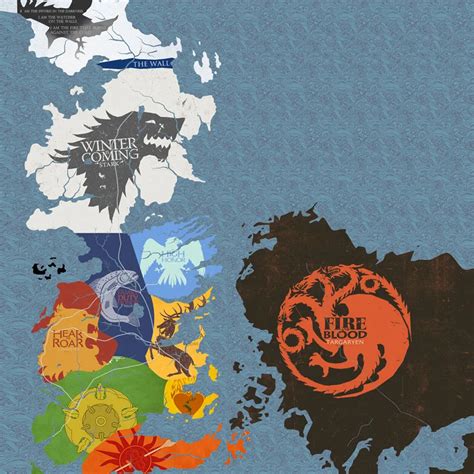 Aliexpress Com Buy Game Of Thrones Houses Map Westeros And Free Cities Poster Home Deco X