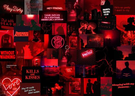 Red aesthetic collage wallpapers for laptop. neon red aesthetic laptop wallpaper | Dark red wallpaper ...