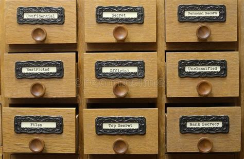 Old Wooden Archive Files Catalog Drawer Stock Image Image Of