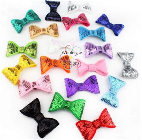 Sequin Bows Appliques Wholesale 2 Sequined Bows 2 Inch Etsy