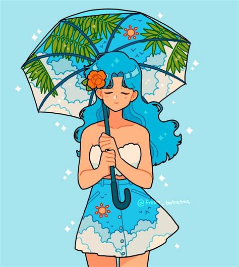 Tropical Umbrella An Art Print By Freshbobatae Cute Art Cute