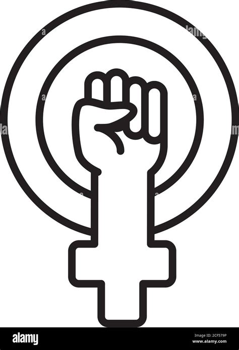 Feminism Symbol Female Gender Symbo With Clenched Fist Over White