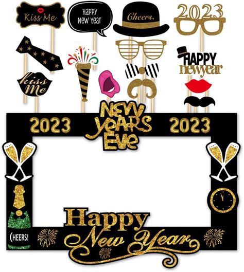 Swsatyw 2023 Happy New Year S Eve Party Decoration Photo Booth Props Supplies With Paper Frame