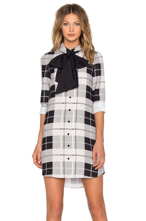 Kate Spade New York Woodland Plaid Griffin 긴팔 원피스 In Pumice Revolve