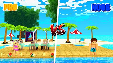 Minecraft Noob Vs Pro Beach In Minecraft Youtube
