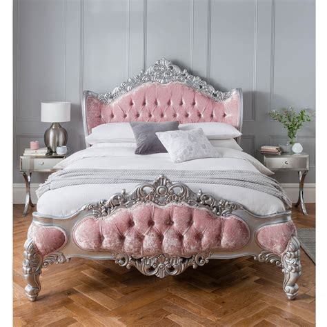 Silver Antique French Style Crushed Velvet Bed French Beds Online