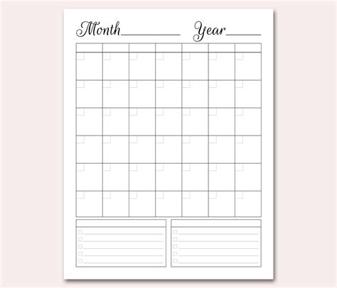 Blank Calendar Printable Blank Perpetual Calendar Diy Etsy