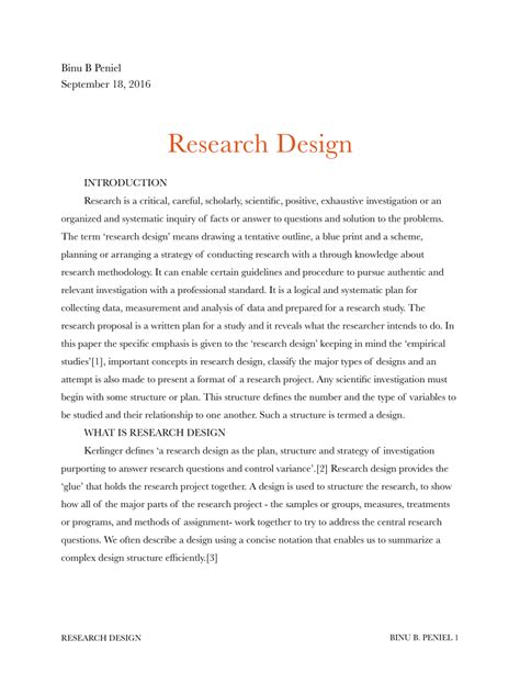 This article research methodology example explains the research questions and size,research types,hypothes,collection of data in research methodology. (PDF) Research Design
