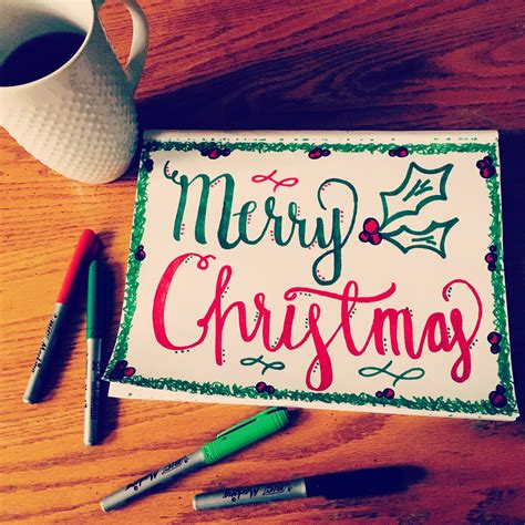 Merry Christmas Hand Lettering Marker Holly Holiday Hand Lettering