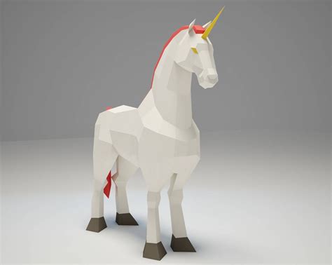 Papercraft Unicorn Licorne Printable 3d Paper Craft Model Etsy