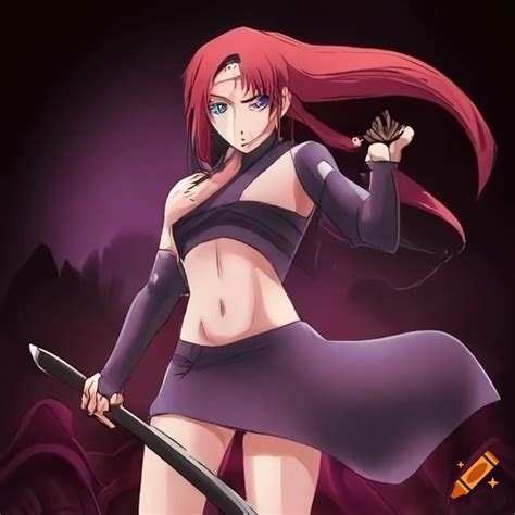 Anime Style Drawing Of A Vibrant Red Haired Ninja Girl On Craiyon