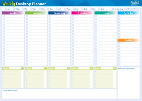 Weekly Desktop Planner Pad Createl Publishing Cre 2517 Educational