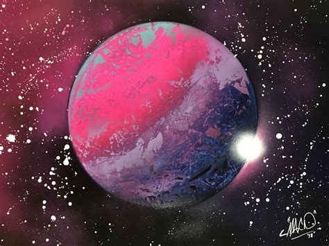Pink Planet Spray Paint Artwork Spray Paint Art Planets Art