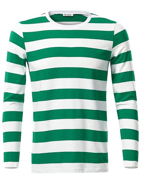 Buy Kira Green Striped Shirt For Men Long Sleeve Casual T Shirtgreen
