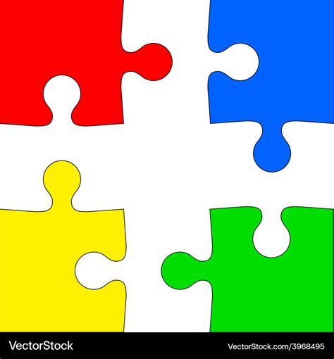 Four Colored Puzzle Pieces On White Background Vector Image