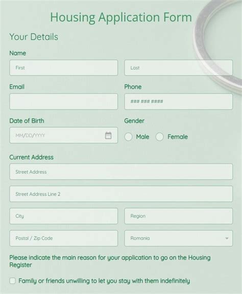 Free Online Housing Application Form Template