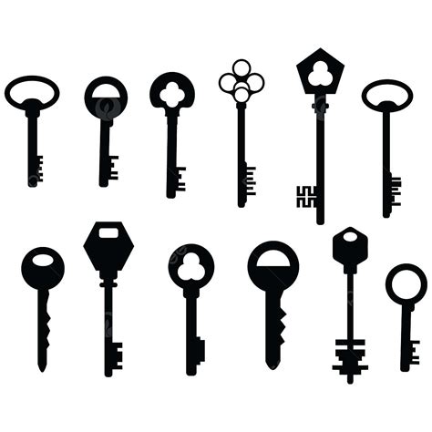 Keys Silhouette PNG Free Retro Vintage Keys Silhouettes Vector Set