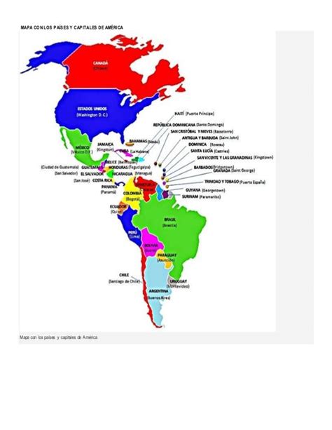 Mapa Con Los Países Y Capitales De América Mapa Con
