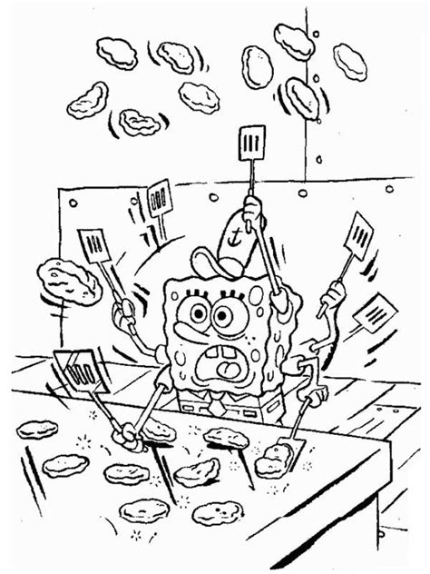Spongebob Making Patty In Krusty Krab Coloring Page Color Luna