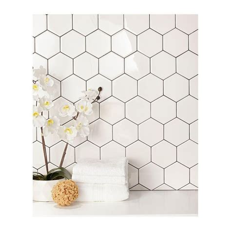 Daltile Semi Gloss White Hexagon 4 In X 4 In Glazed Ceramic Wall Tile