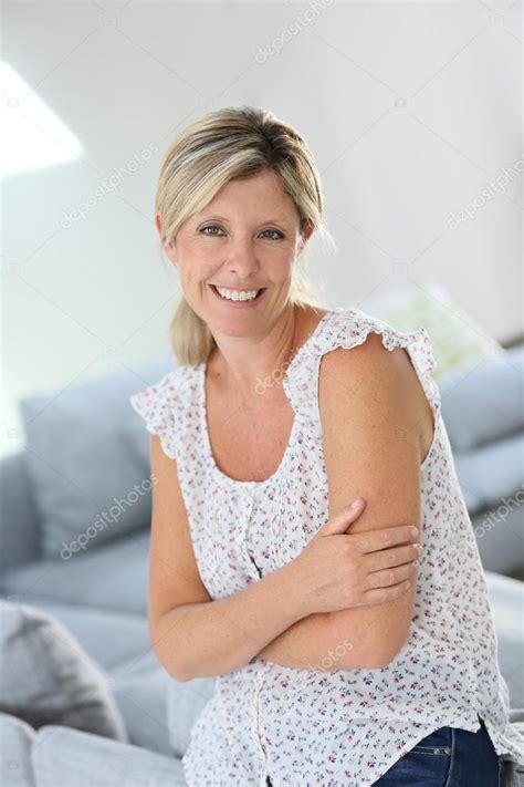 Beautiful Year Old Woman At Home Stock Photo By Goodluz