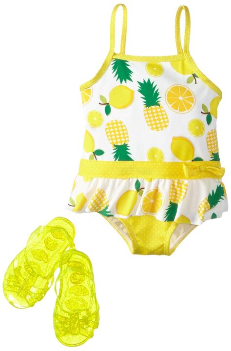 Wippette Baby Girls Infant Pineapple Swimsuit With Jellys Pop Yellow