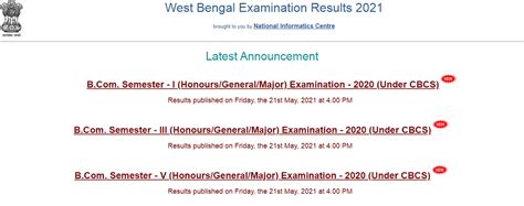 Calcutta University Cu Bcom Result 2021 Check 1st 3rd 5th Semester