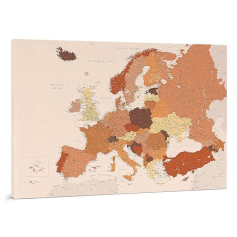 Push Pin Europe Map Large Canvas Map With Pins Wall Art Ready To