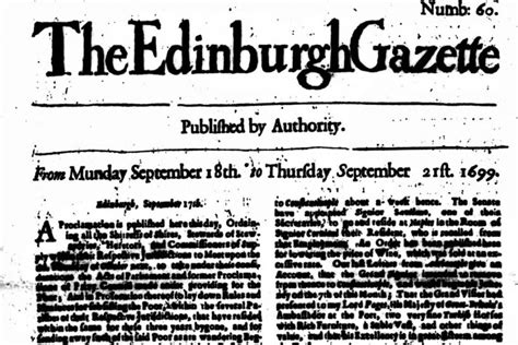 Edinburgh Gazette Becomes The Oldest Newspaper In The British Newspaper