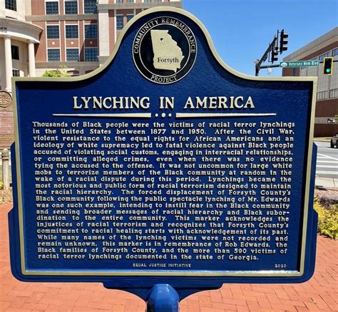 Lynching In America Lynching In Forsyth County Historical Marker