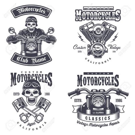 Set Of Vintage Motorcycle Emblems Labels Badges Logos And Design