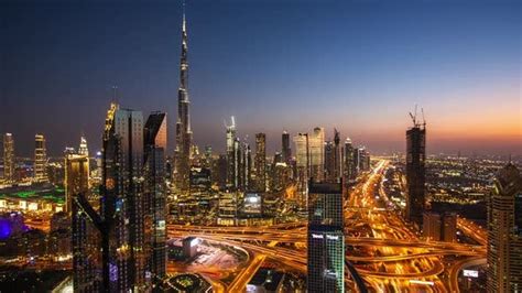 Day To Night Timelapse Of Dubai City Center With Modern Tall