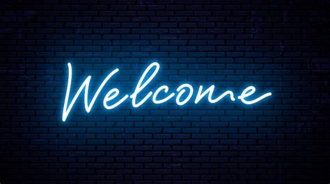 Welcome Ready Inscription Template For Neon Signboard Glowing Text