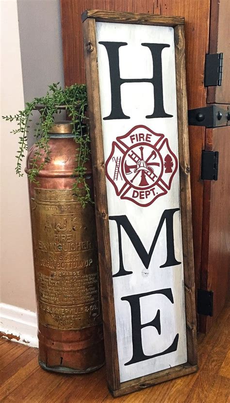 Firefighter Home Wood Sign Firefighter Decor Etsy Firefighter Decor