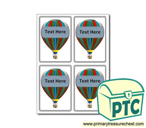 Transport Hot Air Balloon Themed Registration Name Cards Primary Treasure Chest