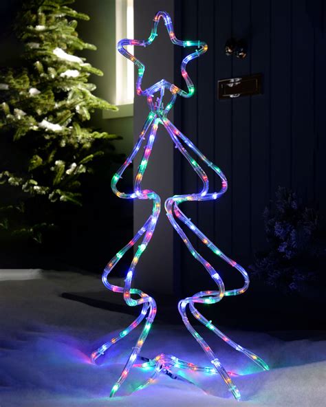 3d Pre Lit Christmas Tree Rope Light Silhouette 80 Cm Multi Colour