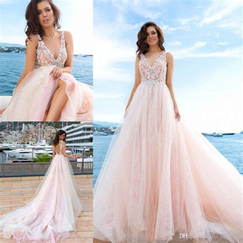 Discount Exquisite Blush Pink Wedding Gowns High Quality
