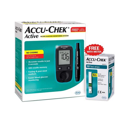 Accu Chek Active Blood Glucose Meter Kit With 10 Strips Free For