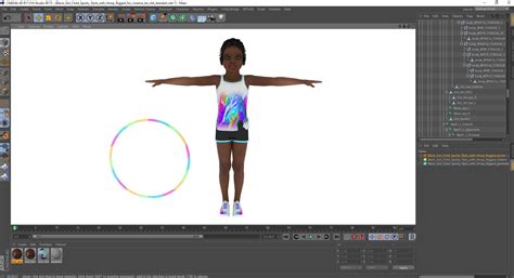 Black Girl Child Sporty Style With Hoop Rigged For Cinema 4d 3d Model