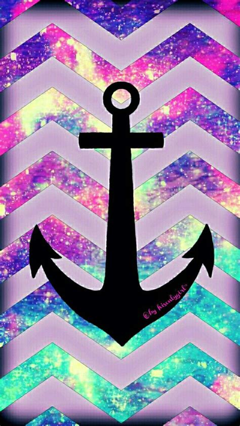 An Anchor On A Colorful Chevron Background With Space In The Middle And