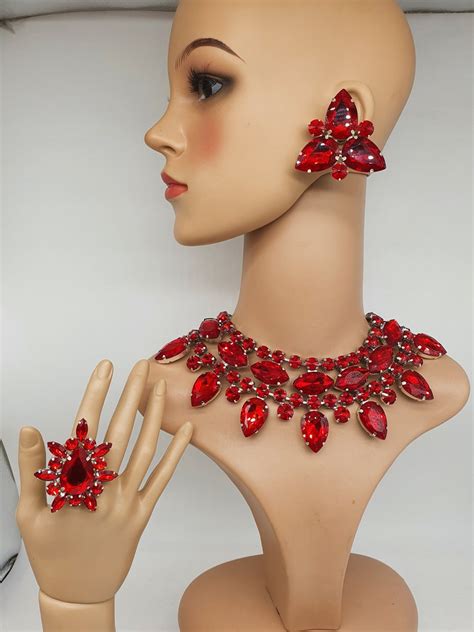 Drag Queen Jewellery Red Boob Plate Necklace Earrings And Etsy