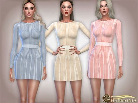The Sims Resource Ribbed Bandage Dress By Harmonia Sims 4 Downloads