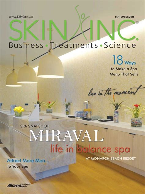 Skin Inc September 2016 Page Cover Massage Therapy Business Spa Menu Skin