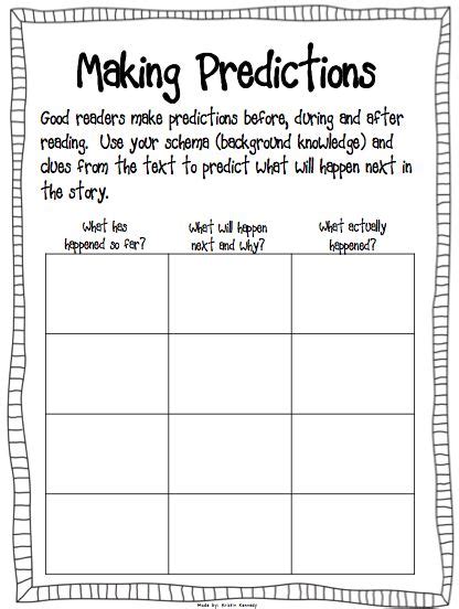 Prediction Worksheet Use With The Book The Wednesday Surprise