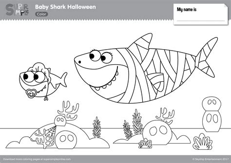 Baby shark nursery rhyme coloring pages for kids 1080p. Baby Shark Halloween Coloring Pages - Super Simple